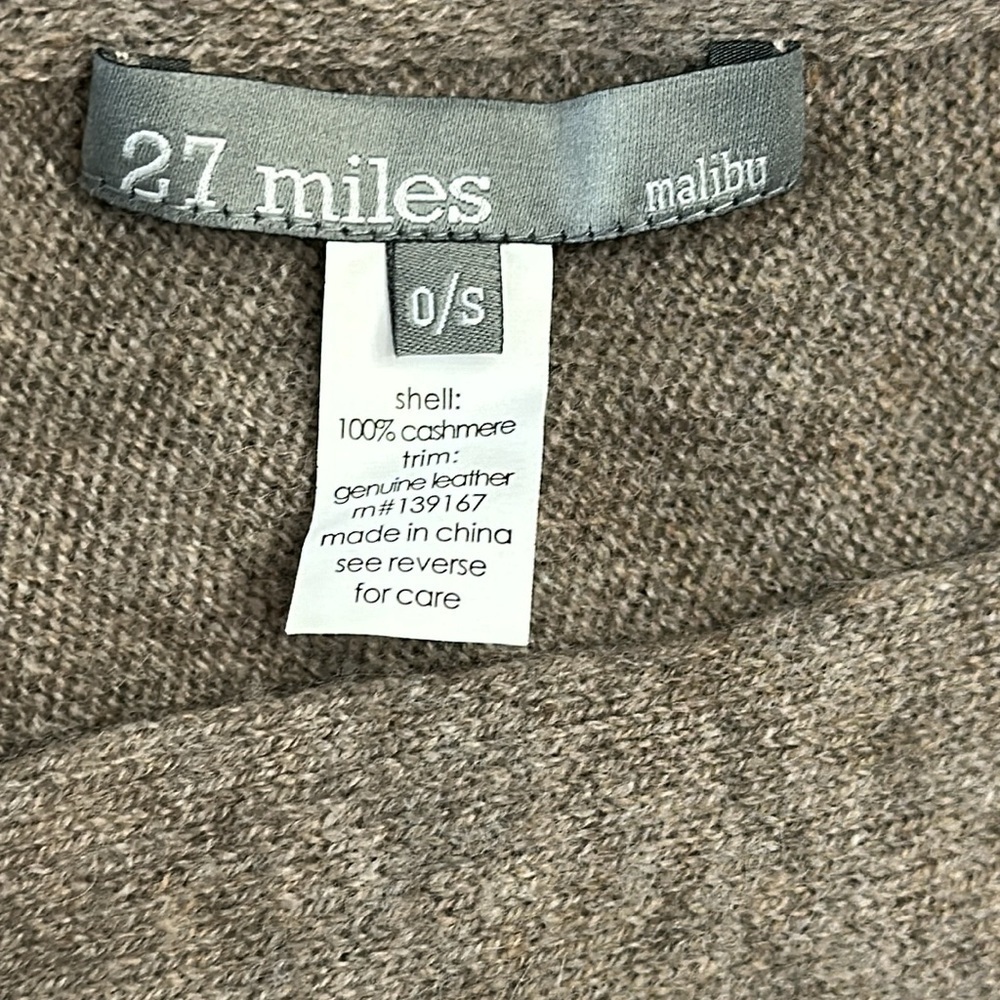 27 Miles Malibu Cashmere Poncho Wrap Light Brown One Size Suede Lacing EUC - Picture 7 of 7